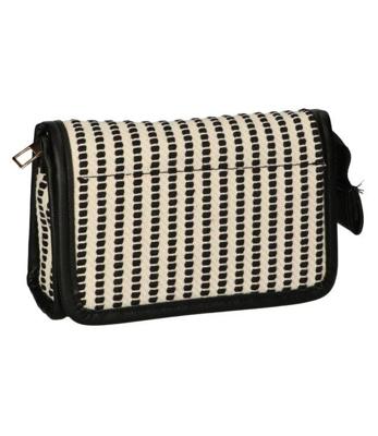 Traveller Spiegeltas stripe zwart creme 16.5x11cm