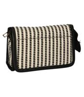 Traveller Spiegeltas stripe zwart creme 16.5x11cm - thumbnail