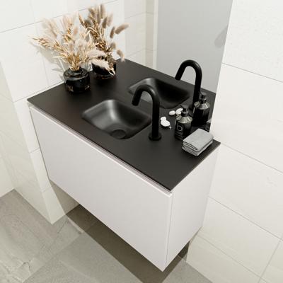 MONDIAZ OLAN 80cm toiletmeubel linen. LEX wastafel urban midden 1 kraangat