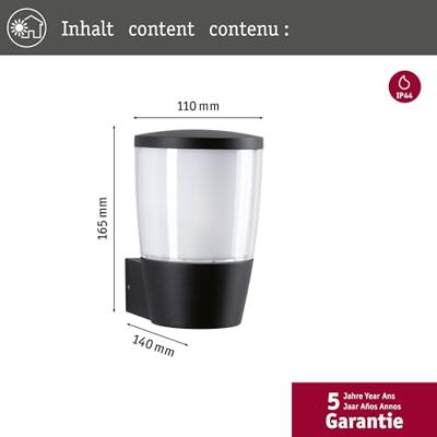 Paulmann Bako Wand anthrazit 94740 Buitenlamp (wand) E14 Antraciet
