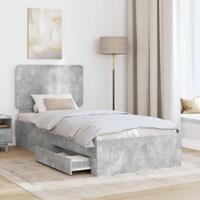 Bedframe met hoofdeinde Beton Grijs 90 x 190 cm Bewerkt hout - thumbnail
