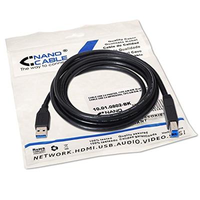 Nanocable 10.01.0802-BK kabel USB 3.0 voor printer, type A/M-B/M, stekker naar stekker, zwart, 2 m