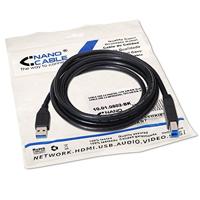 Nanocable 10.01.0802-BK kabel USB 3.0 voor printer, type A/M-B/M, stekker naar stekker, zwart, 2 m - thumbnail
