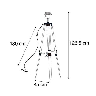 QAZQA Landelijke vloerlamp hout zonder kap - Tripod