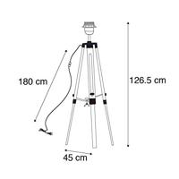 QAZQA Landelijke vloerlamp hout zonder kap - Tripod - thumbnail