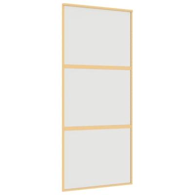 Schuifdeur 90x205 cm mat ESG-glas en aluminium goudkleurig