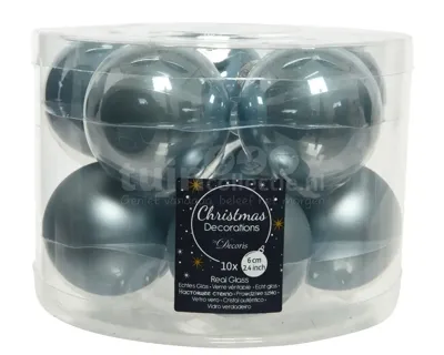 Decoris kerstballen glas 10st Blauw 6cm Decoris kerstballen glas 10st Blauw 6cm