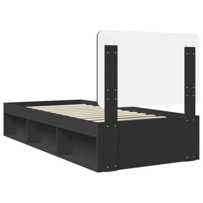 Bedframe met hoofdeinde Zwart 90 x 190 cm Massief grenenhout