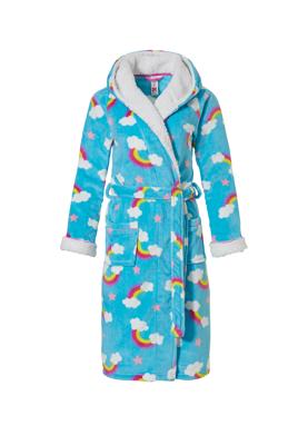 Kinderbadjas regenboog met capuchon - luxe fleece-176