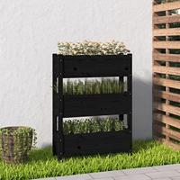 VidaXL Plantenbak 77x25x104,5 cm massief grenenhout zwart - thumbnail