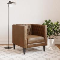 Fauteuil Chesterfield-stijl kunstsude bruin - thumbnail