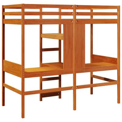 Hoogslaper zonder matras massief grenenhout wasbruin 75x190 cm