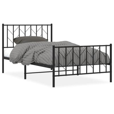Bedframe met hoofd- en voeteneinde metaal zwart 100x200 cm
