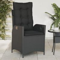 Tuinstoelen 2 st verstelbaar met kussens poly rattan zwart - thumbnail