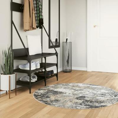 VidaXL Vloerkleed wasbaar anti-slip ø 120 cm meerkleurig VidaXL Vloerkleed wasbaar anti-slip ø 120 cm meerkleurig