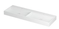Wastafel United Porselein dubbel met 2 kraangaten incl. porseleinen click plug en verborgen overloop systeem 140 cm x 45 cm x 11 cm Mat wit 0206152 - thumbnail