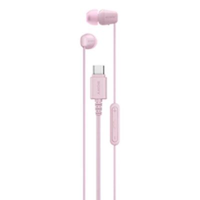 Sony IER‑EX15C - Bedrade USB-C oordopjes met microfoon – Lichtgewicht in-ear hoofdtelefoon – Knoopvrije kabel, helder geluid – Perfect voor op reis en dagelijks gebruik – Roze