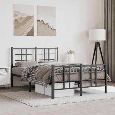 Bedframe met hoofd- en voeteneinde metaal zwart 120x200 cm Bedframe met hoofd- en voeteneinde metaal zwart 120x200 cm