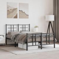 Bedframe met hoofd- en voeteneinde metaal zwart 120x200 cm - thumbnail