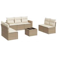 8-delige Loungeset met kussens poly rattan beige - thumbnail