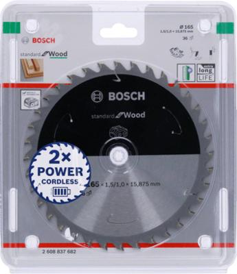 Bosch Accessories Bosch Power Tools 2608837682 Hardmetaal-cirkelzaagblad 165 x 15.875 mm Aantal tanden: 36 1 stuk(s) Bosch Accessories Bosch Power Tools 2608837682 Hardmetaal-cirkelzaagblad 165 x 15.875 mm Aantal tanden: 36 1 stuk(s)