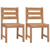 Tuinstoelen 2 st massief teakhout - thumbnail