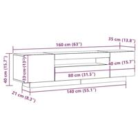 Tv-meubel met LED 160x35x40 cm bewerkt hout artisanaal eiken - thumbnail
