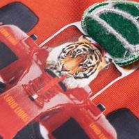 Kindershirt met lange mouwen racewagenprint 128 oranje - thumbnail