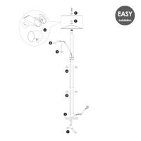 Moderne vloerlamp Up - 2-lichts staande lamp met Linnen kap - Zwart - 40/40/170cm - met E27 + G9 lichtbron 7W 1076LM - Warm wit licht - Dimbaar - Met draaischakelaar - Geschikt voor woonkamers en slaapkamers - thumbnail