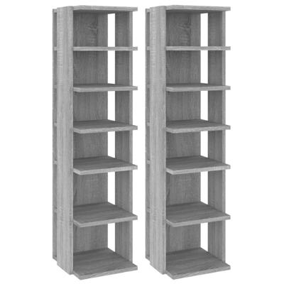 VidaXL Schoenenrekken 2 st 27,5x27x102 cm bewerkt hout grijs sonoma VidaXL Schoenenrekken 2 st 27,5x27x102 cm bewerkt hout grijs sonoma