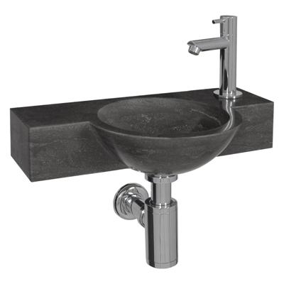 Differnz Teti fonteinset bombai black natuursteen kraan recht chroom 40 x 23 x 8 cm zwart