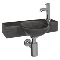 Differnz Teti fonteinset bombai black natuursteen kraan recht chroom 40 x 23 x 8 cm zwart - thumbnail