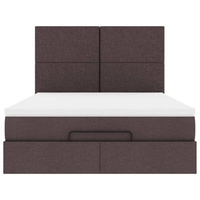 Ottoman bed met matras en LED's 140x190cm stof donkerbruin