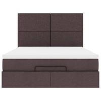 Ottoman bed met matras en LED's 140x190cm stof donkerbruin - thumbnail