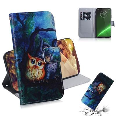 Olieverf schilderij uil patroon gekleurde tekening horizontale Flip lederen case voor Motorola Moto G7/Moto G7 Plus met houder & kaartsleuven & porte Olieverf schilderij uil patroon gekleurde tekening horizontale Flip lederen case voor Motorola Moto G7/Moto G7 Plus met houder & kaartsleuven & porte