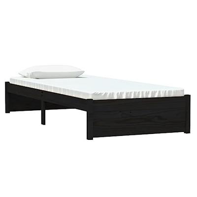 Bedframe massief hout zwart 75x190 cm