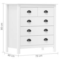 Dressoir Hill 79x40x80 cm massief grenenhout wit - thumbnail