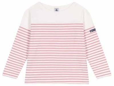 Marinière kind in katoen PETIT BATEAU rozen