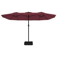 VidaXL Parasol dubbel dak met led 449x245 cm bordeauxrood - thumbnail
