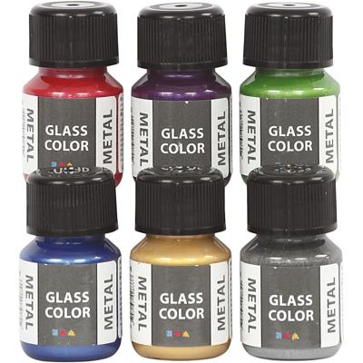 Creativ Company Glass color metal, diverse kleuren, 6x30 ml/ 1 doos