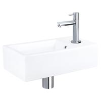 Fonteinset Differnz Force Keramiek 40x22x11.5 cm Wit Met Rechte Kraan Chroom - thumbnail