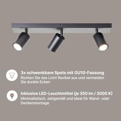 Brilliant Zwarte plafondspotJello 3-lichts - G99729/76