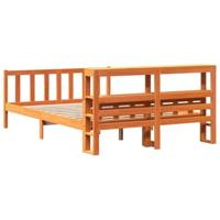 Bedframe met hoofdbord massief grenenhout wasbruin 150x200 cm - thumbnail