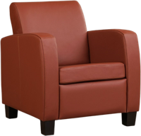 Donkercognac leren landelijke fauteuil Joy - poot hout bruin - Toledo Leer Terra (donkercognac leer) - thumbnail