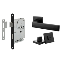 Mooi Deurbeslag Deurbeslag set met WC-slot en deurklink Nova21 geveerd zwart - thumbnail