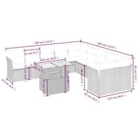 11-delige Tuinset met kussens poly rattan beige - thumbnail