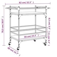 Keukentrolley 82x40x78,5 cm bewerkt hout gerookt eikenkleurig - thumbnail