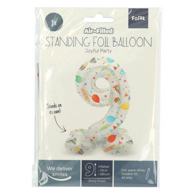 Folat BV Staande folieballon joyful party cijfer 9 -72cm Folat BV Staande folieballon joyful party cijfer 9 -72cm