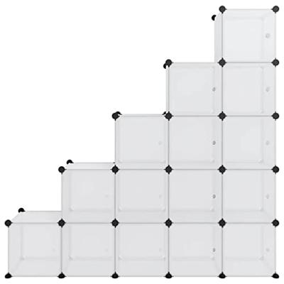 VidaXL Opbergmeubel met 15 vakken en deuren polypropeen transparant