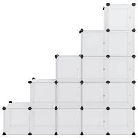 VidaXL Opbergmeubel met 15 vakken en deuren polypropeen transparant - thumbnail
